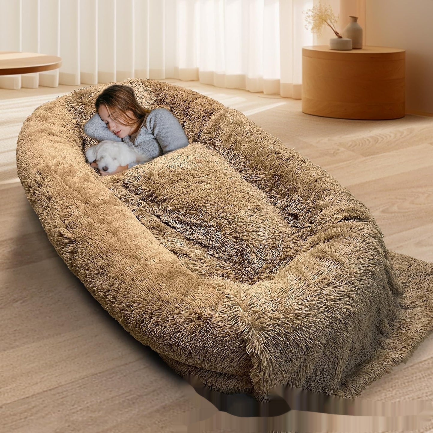 Queen Bed Pet Plush Sofa For Owner And Dog