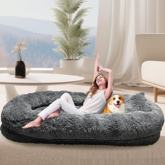 Queen Bed Pet Plush Sofa For Owner And Dog